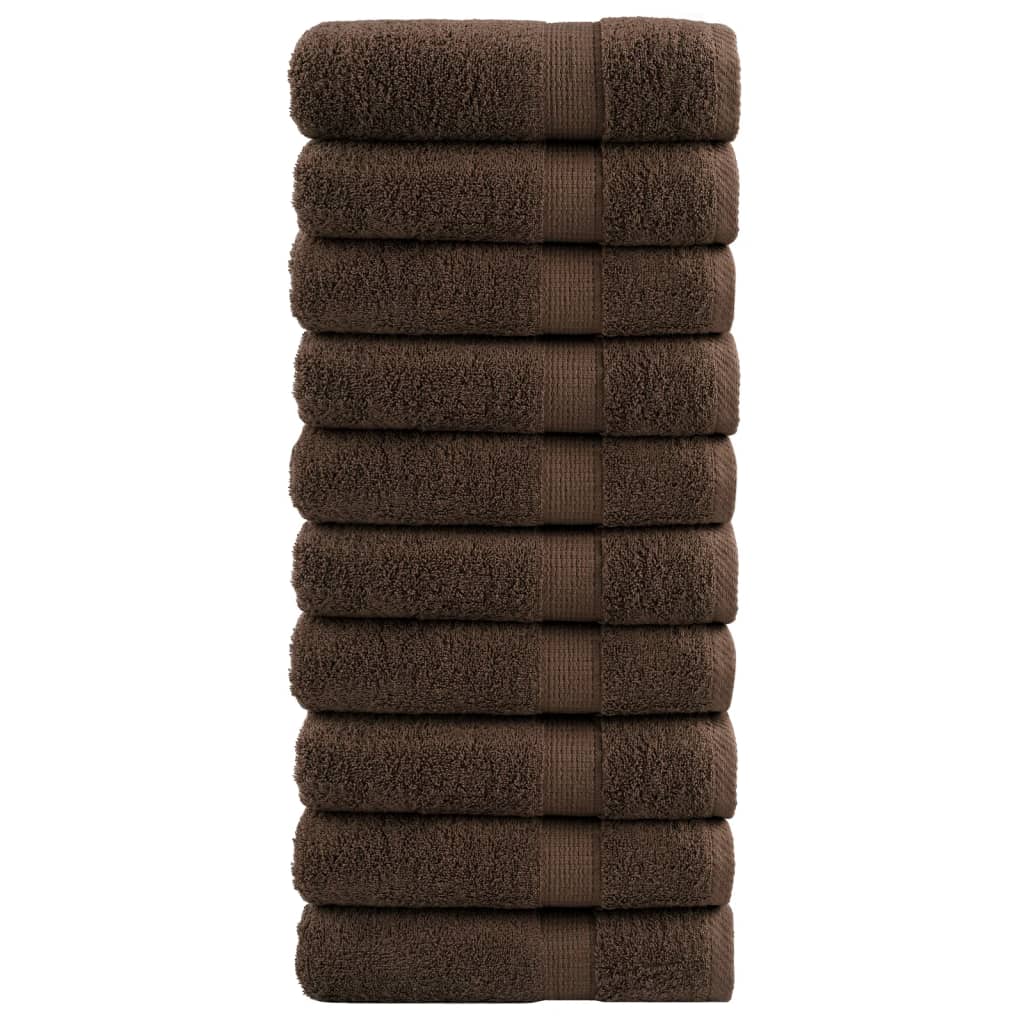 vidaXL Premium Hand Towels "SOLUND" 10 pcs Brown 50x100 cm 600 gsm 1