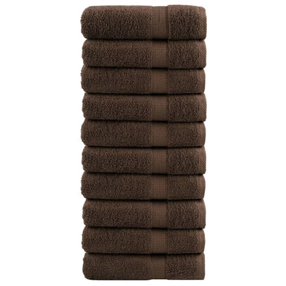 vidaXL Premium Hand Towels "SOLUND" 10 pcs Brown 50x100 cm 600 gsm 1