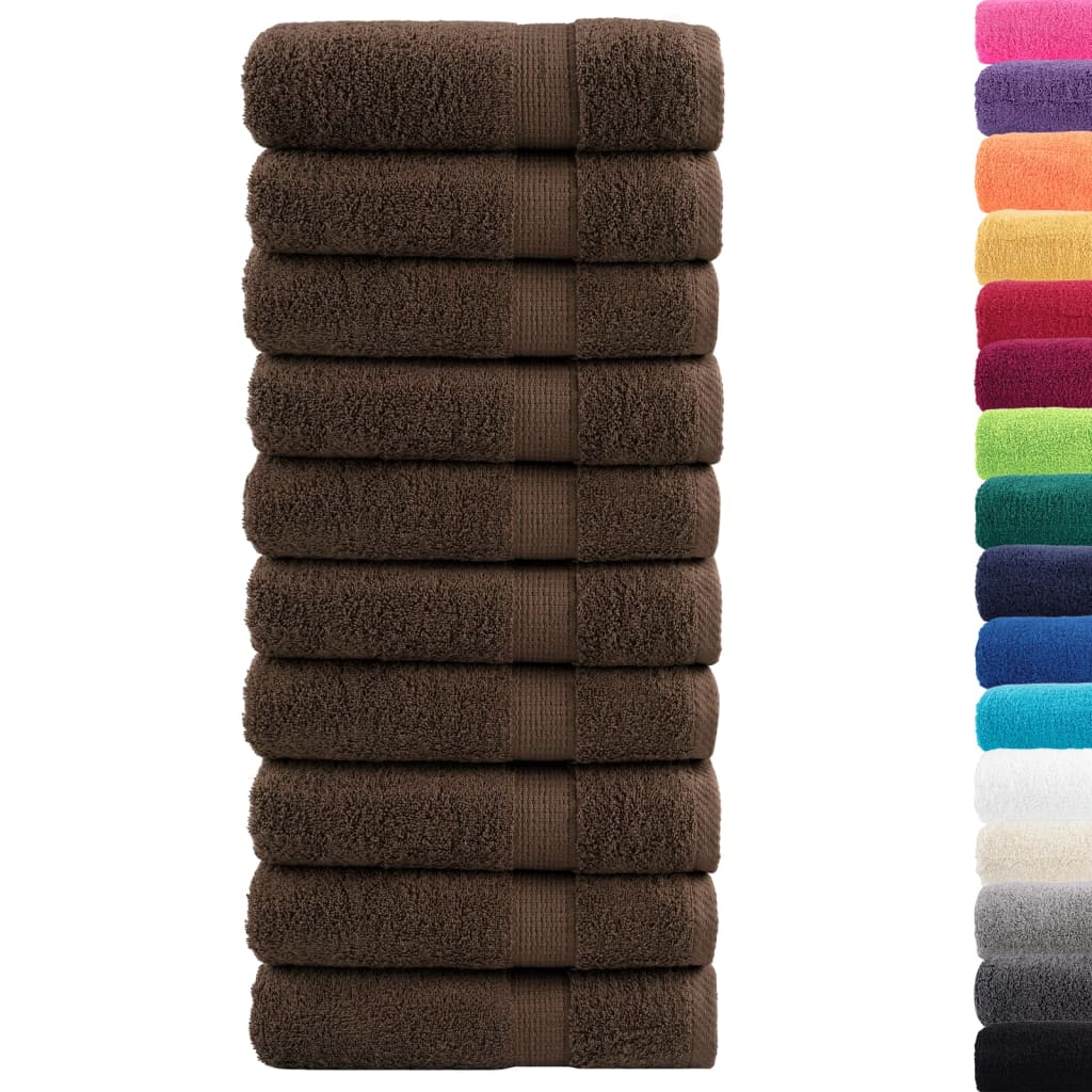 vidaXL Premium Hand Towels "SOLUND" 10 pcs Brown 50x100 cm 600 gsm 2