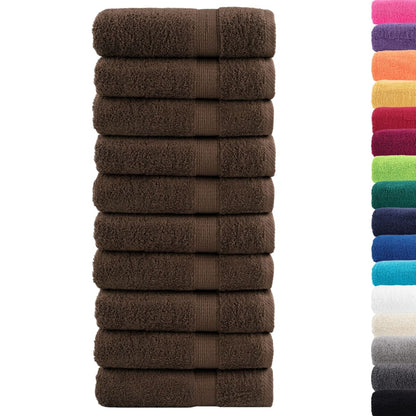 vidaXL Premium Hand Towels "SOLUND" 10 pcs Brown 50x100 cm 600 gsm 2