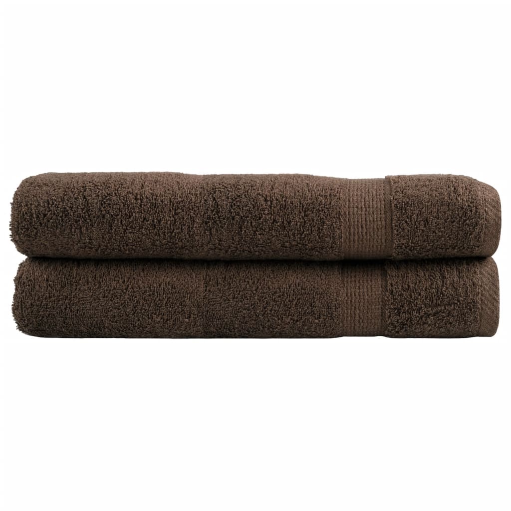 vidaXL Premium Towels "SOLUND" 2 pcs Brown 100x200 cm 600 gsm 1