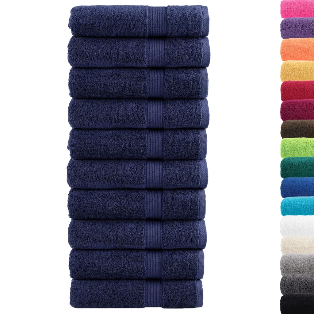 vidaXL Premium Hand Towels "SOLUND" 10 pcs Navy Blue 50x100 cm 600 gsm 2