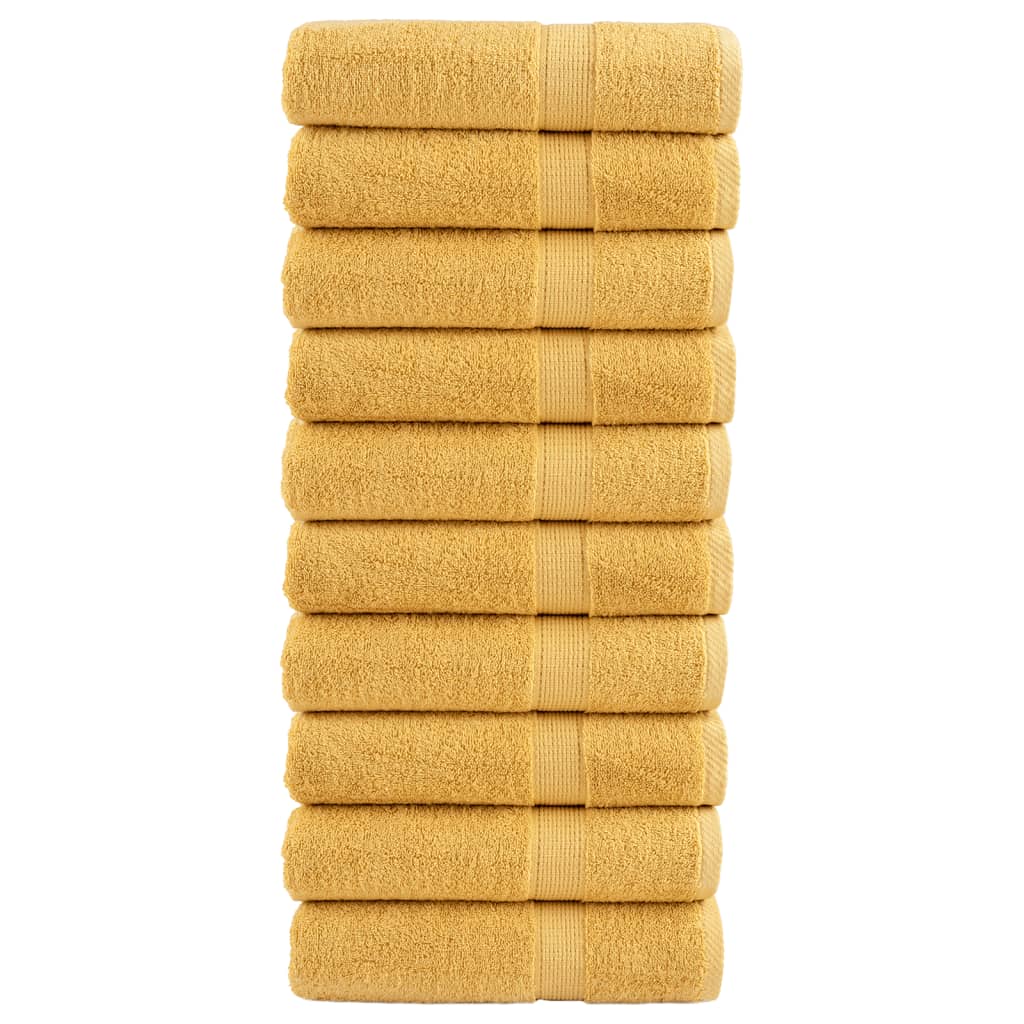 vidaXL Premium Hand Towels "SOLUND" 10 pcs Gold 50x100 cm 600 gsm 1