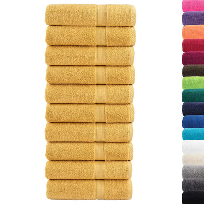 vidaXL Premium Hand Towels "SOLUND" 10 pcs Gold 50x100 cm 600 gsm 2