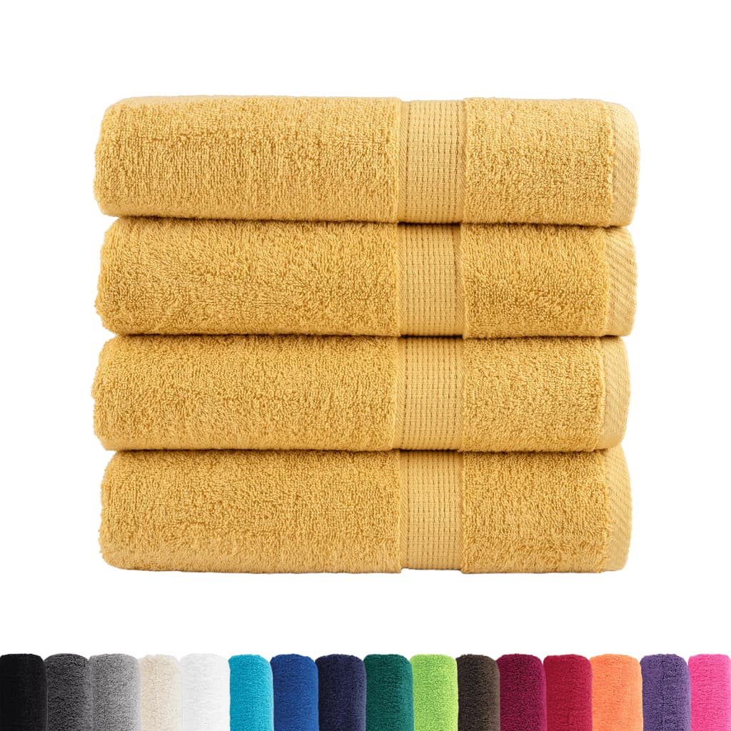 vidaXL Premium Shower Towels "SOLUND" 4 pcs Gold 70x140 cm 600 gsm 2