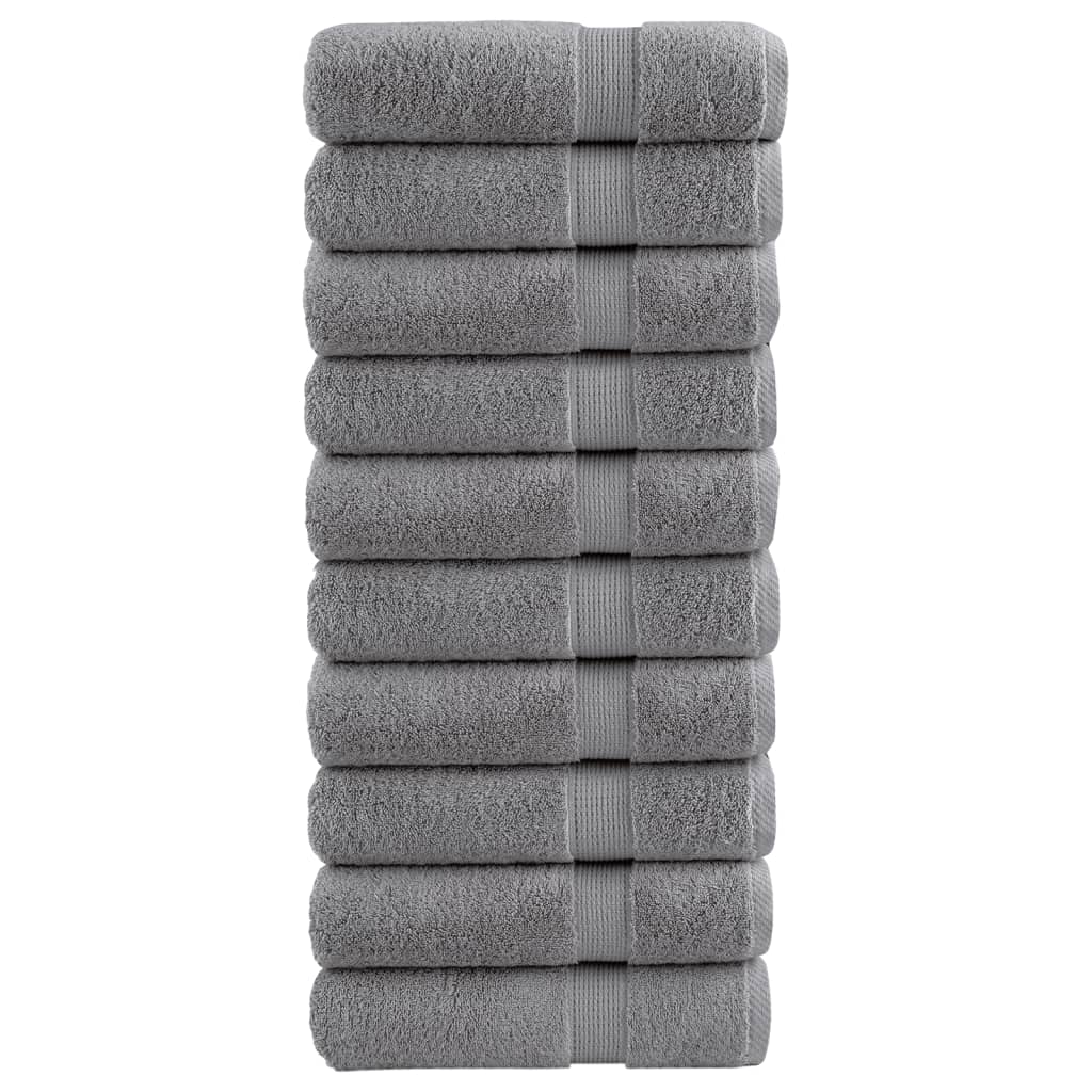 vidaXL Premium Hand Towels "SOLUND" 10 pcs Grey 50x100 cm 600 gsm 1