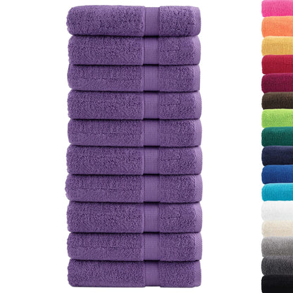 vidaXL Premium Hand Towels SOLUND 10 pcs Purple 50x100 cm 600 gsm 2