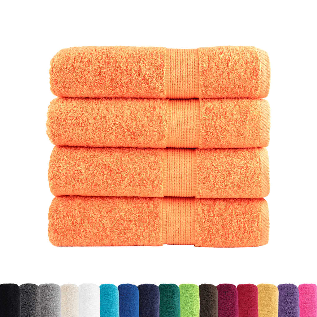 vidaXL Premium Bath Towels "SOLUND" 4 pcs Orange 100x150 cm 600 gsm 2