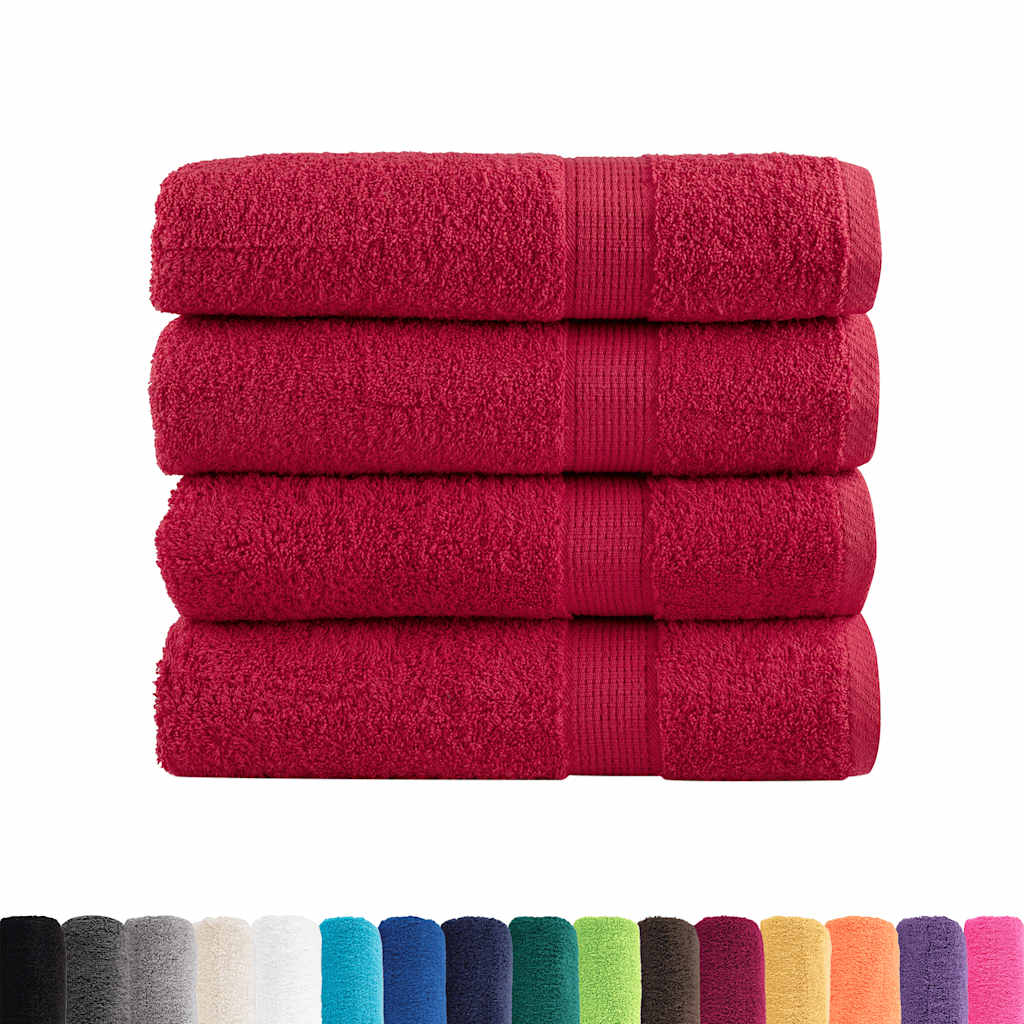 vidaXL Premium Bath Towels "SOLUND" 4 pcs Red 100x150 cm 600 gsm 2
