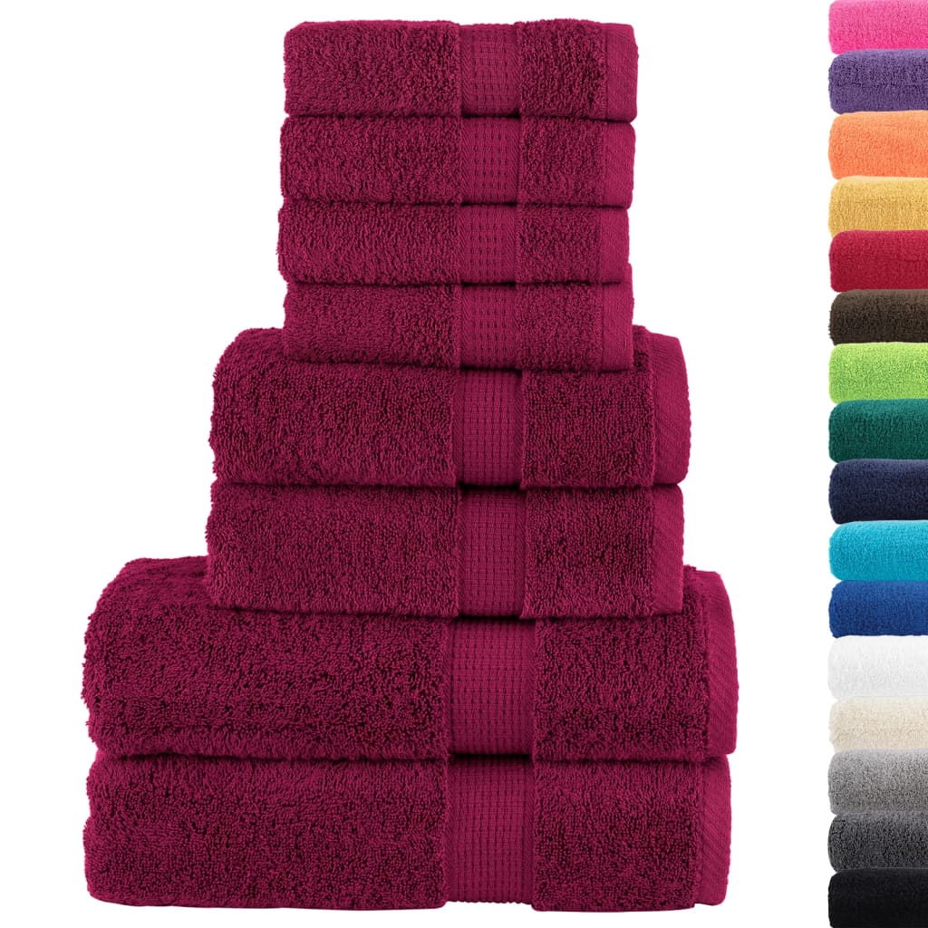vidaXL 8 Piece Premium Towel Set SOLUND Bordeaux 600 gsm 2