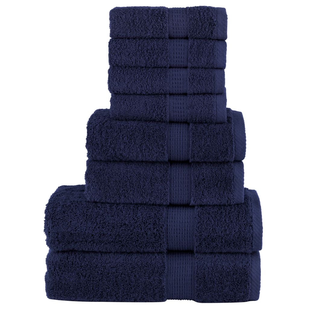 vidaXL 8 Piece Premium Towel Set SOLUND Navy Blue 600 gsm 1