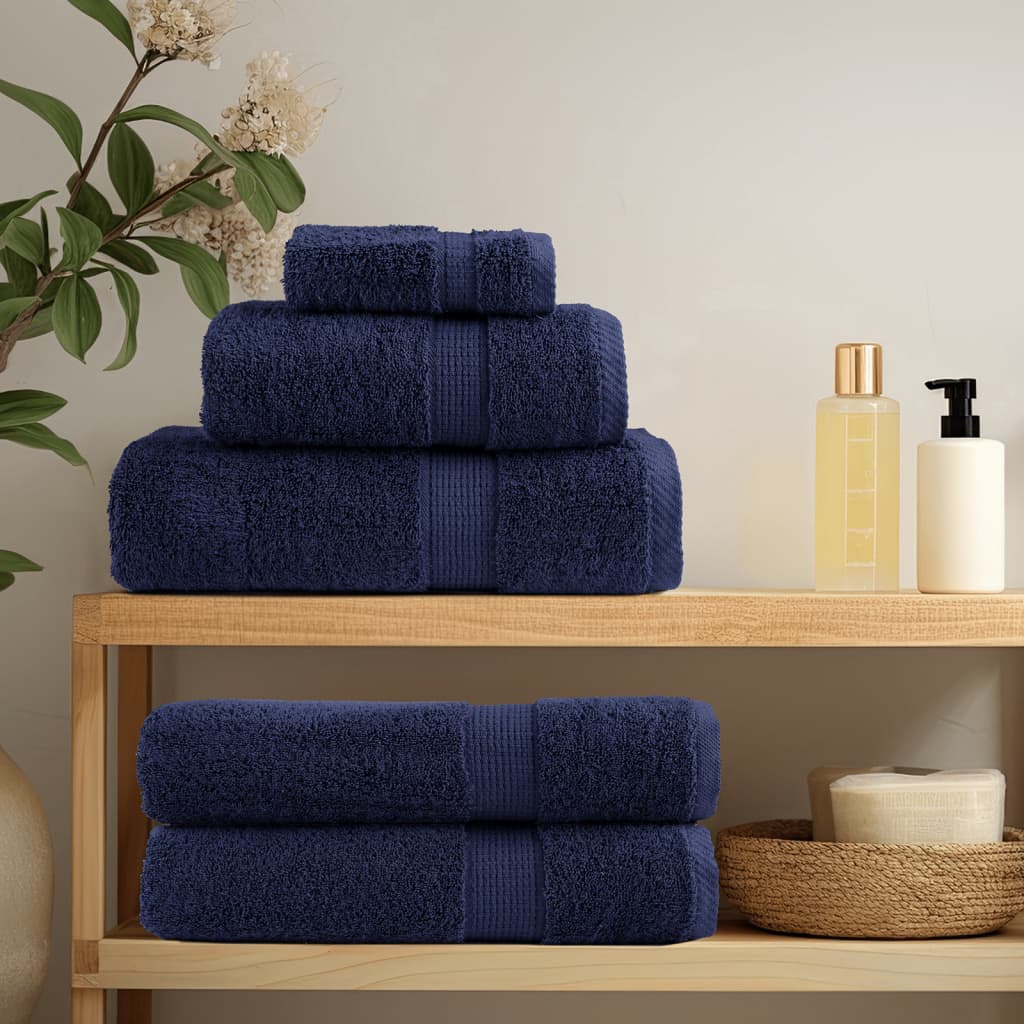 vidaXL 8 Piece Premium Towel Set SOLUND Navy Blue 600 gsm 3