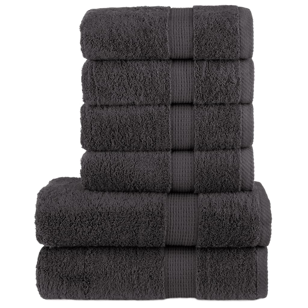 vidaXL 6 Piece Premium Towel Set SOLUND Anthracite 600 gsm 1