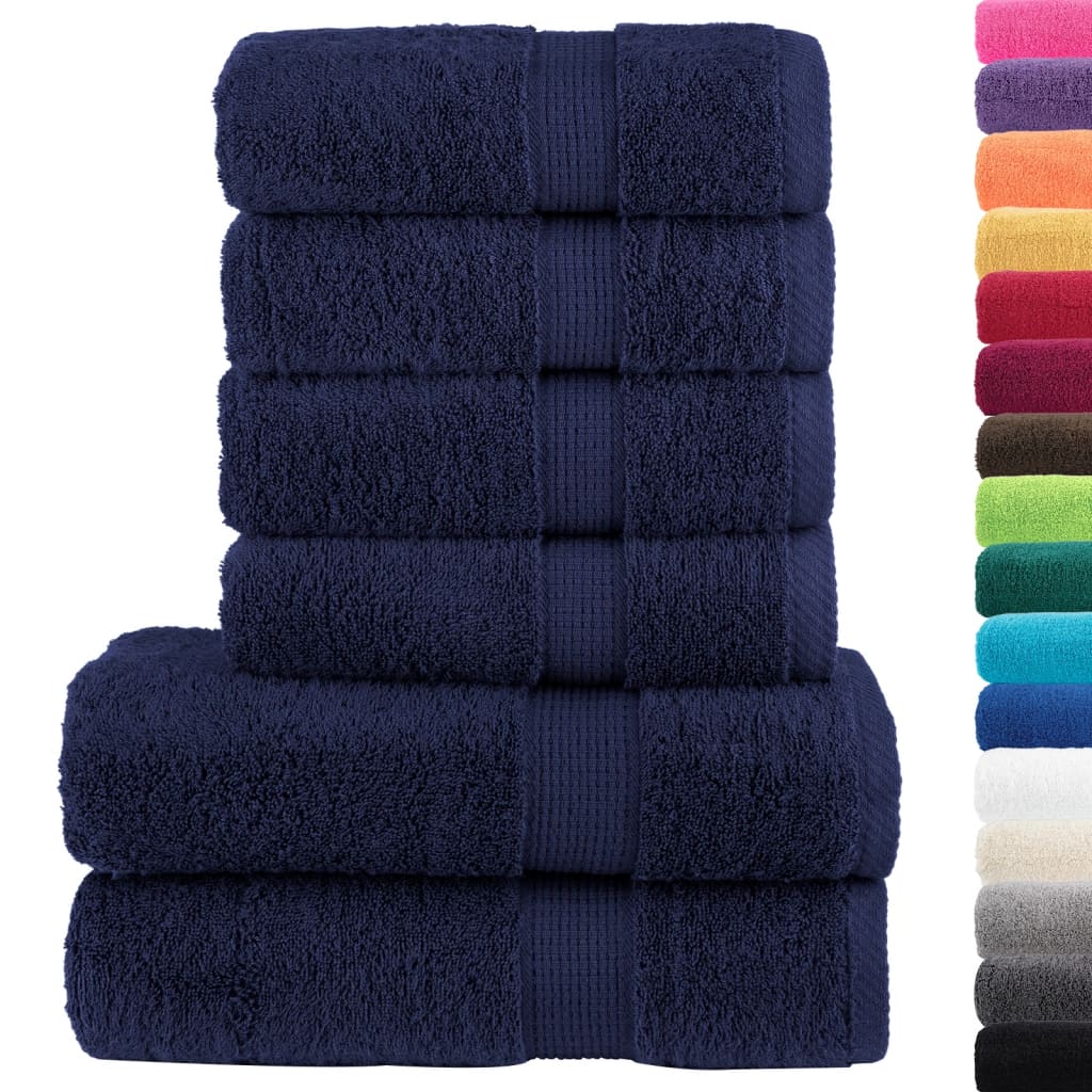 vidaXL 6 Piece Premium Towel Set SOLUND Navy Blue 600 gsm 2