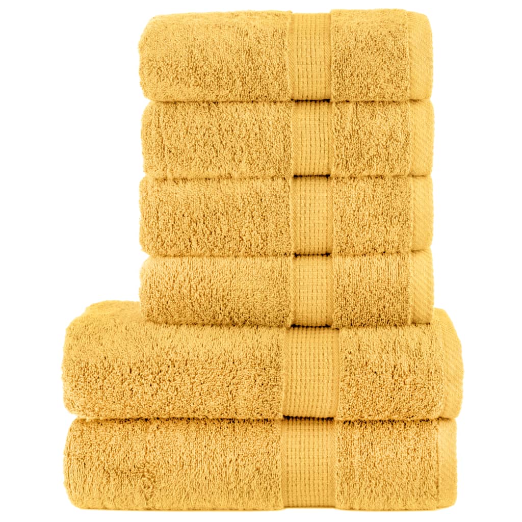 vidaXL 6 Piece Premium Towel Set SOLUND Gold 600 gsm 1