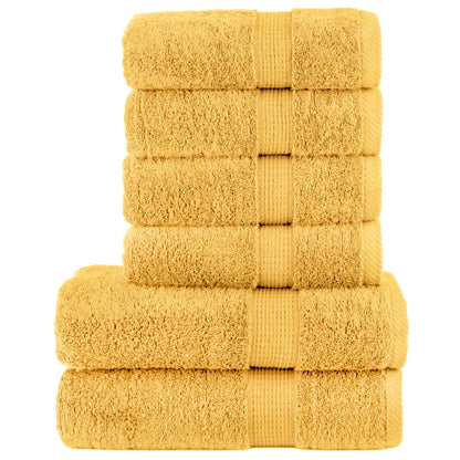 vidaXL 6 Piece Premium Towel Set SOLUND Gold 600 gsm 1