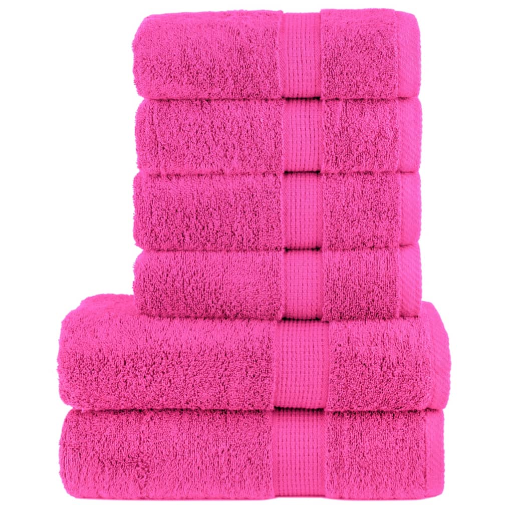 vidaXL 6 Piece Premium Towel Set SOLUND Pink 600 gsm 1