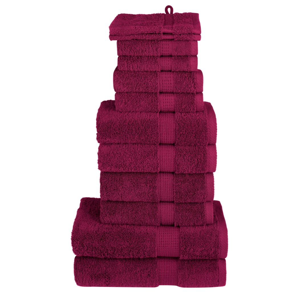 vidaXL 12 Piece Premium Towel Set SOLUND Bordeaux 600 gsm 1