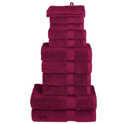 vidaXL 12 Piece Premium Towel Set SOLUND Bordeaux 600 gsm 1