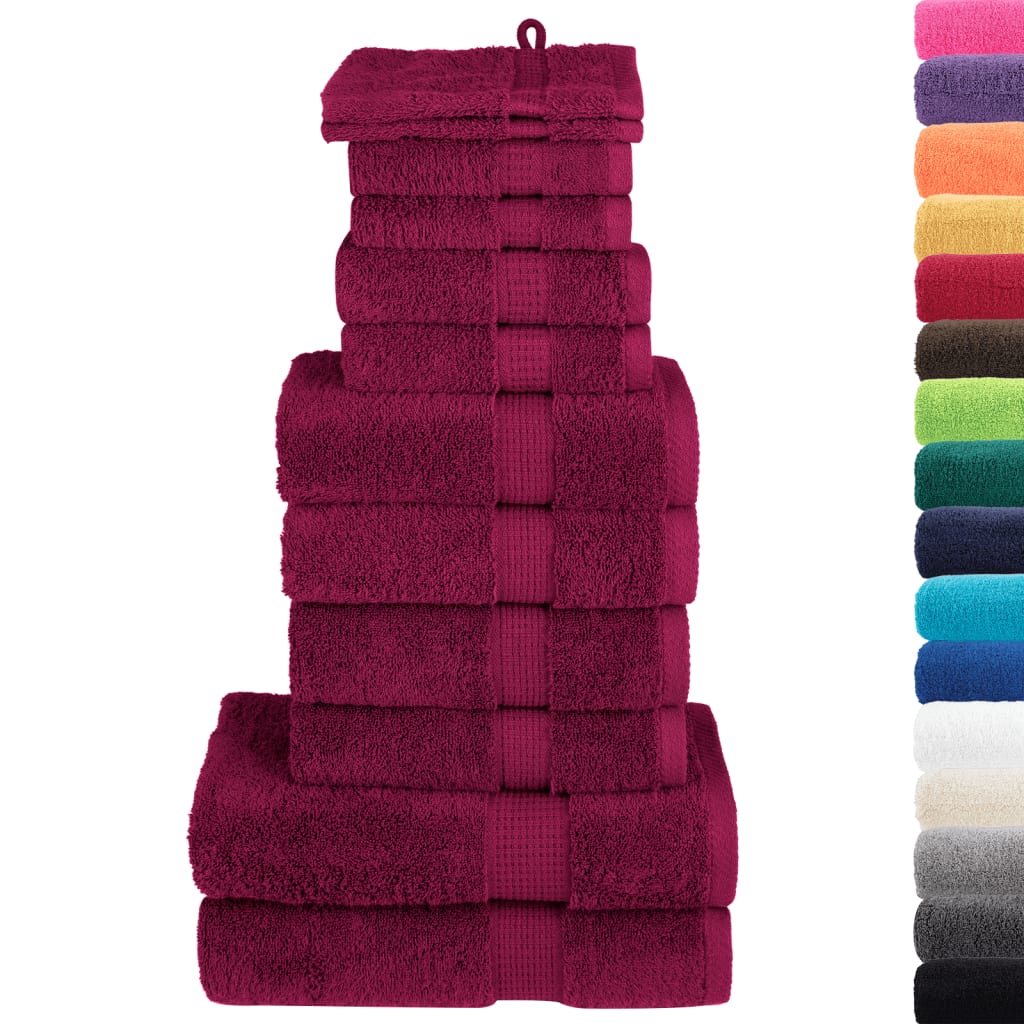 vidaXL 12 Piece Premium Towel Set SOLUND Bordeaux 600 gsm 2