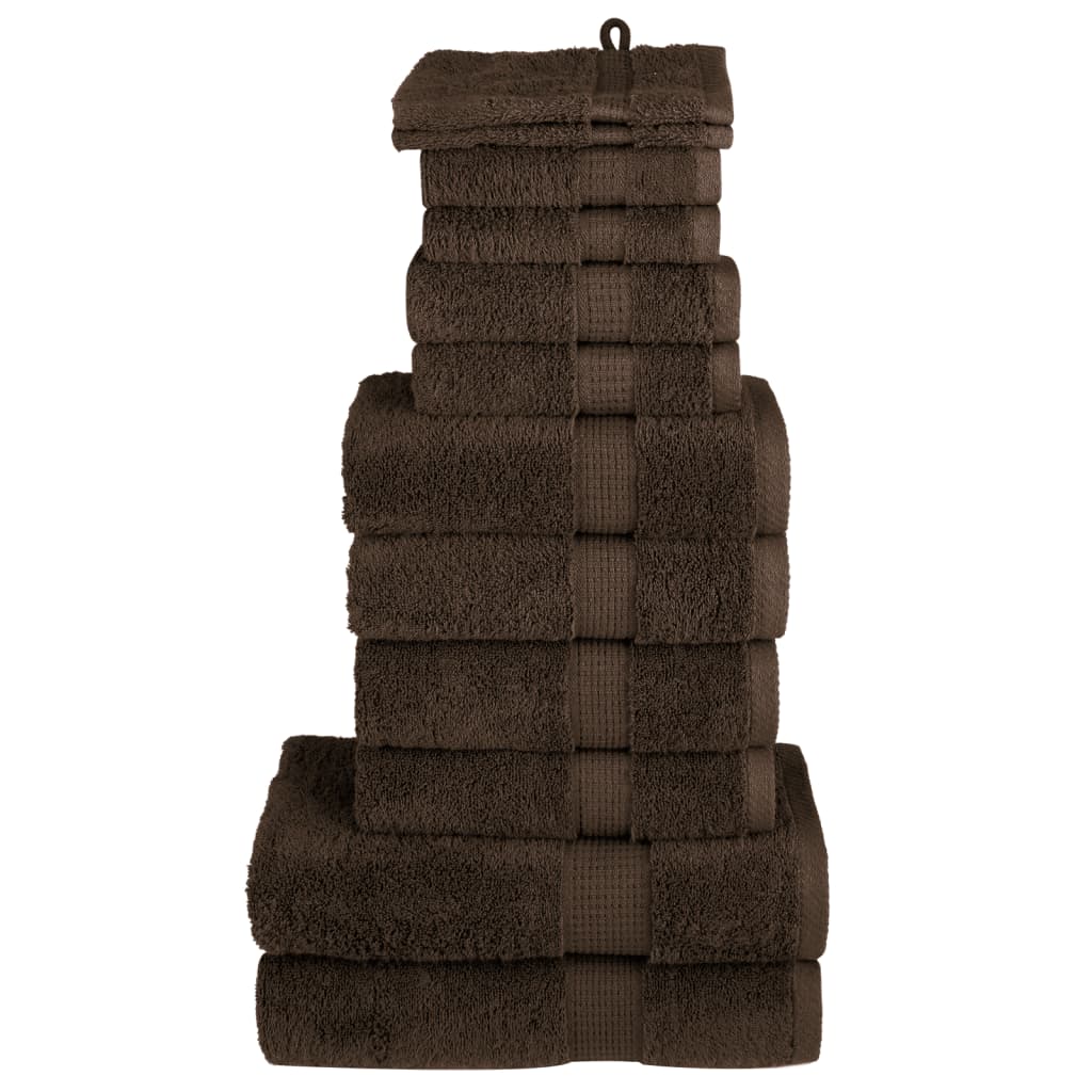 vidaXL 12 Piece Premium Towel Set SOLUND Brown 600 gsm 1