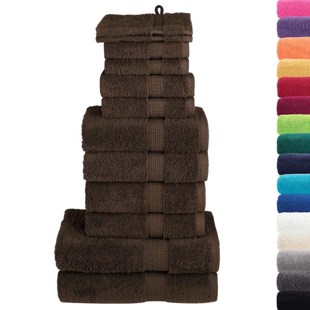 vidaXL 12 Piece Premium Towel Set SOLUND Brown 600 gsm 2