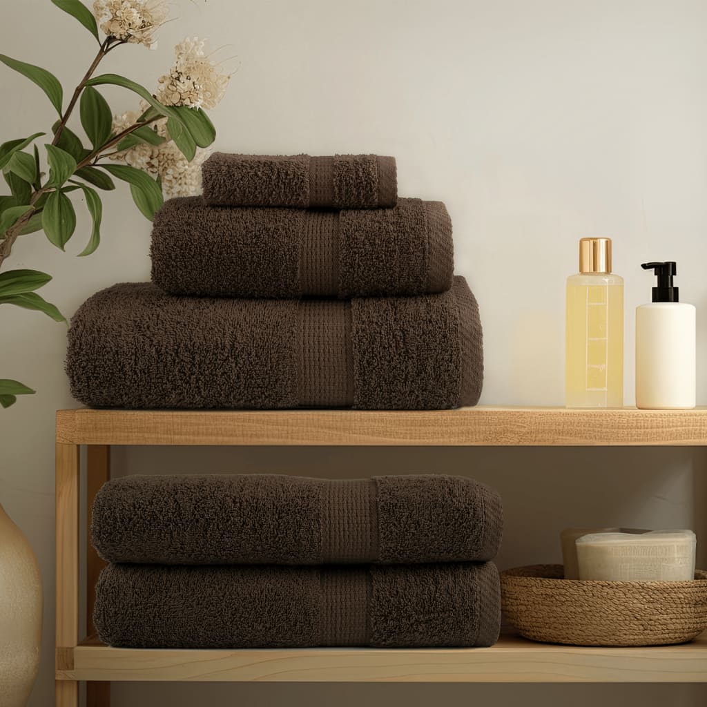 vidaXL 12 Piece Premium Towel Set SOLUND Brown 600 gsm 3