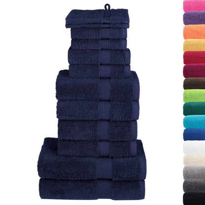 vidaXL 12 Piece Premium Towel Set SOLUND Navy Blue 600 gsm 2