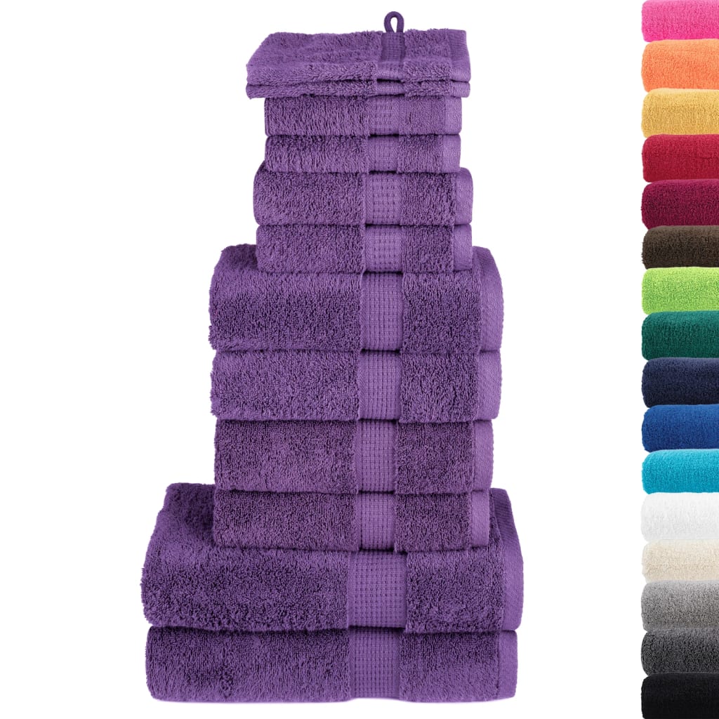 vidaXL 12 Piece Premium Towel Set SOLUND Purple 600 gsm 2