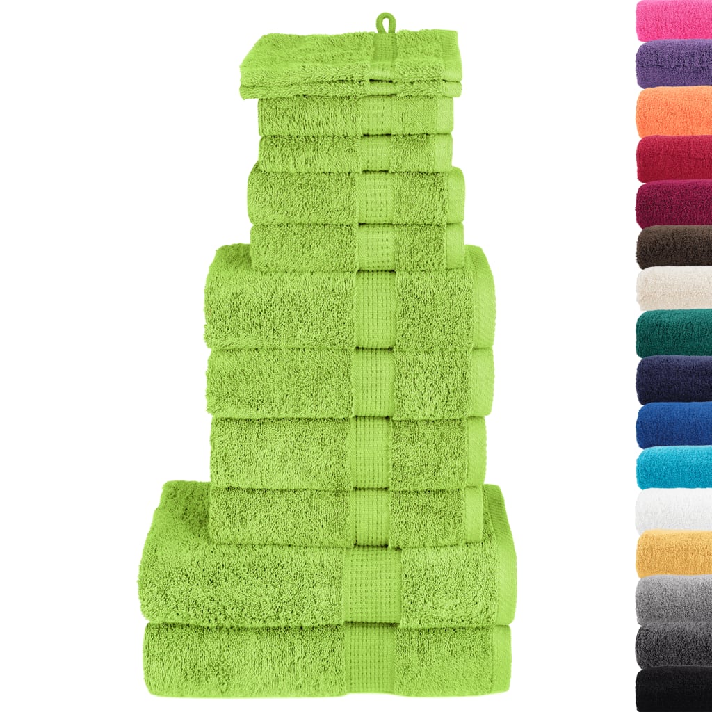 vidaXL 12 Piece Premium Towel Set "SOLUND" Apple Green 600 gsm 2