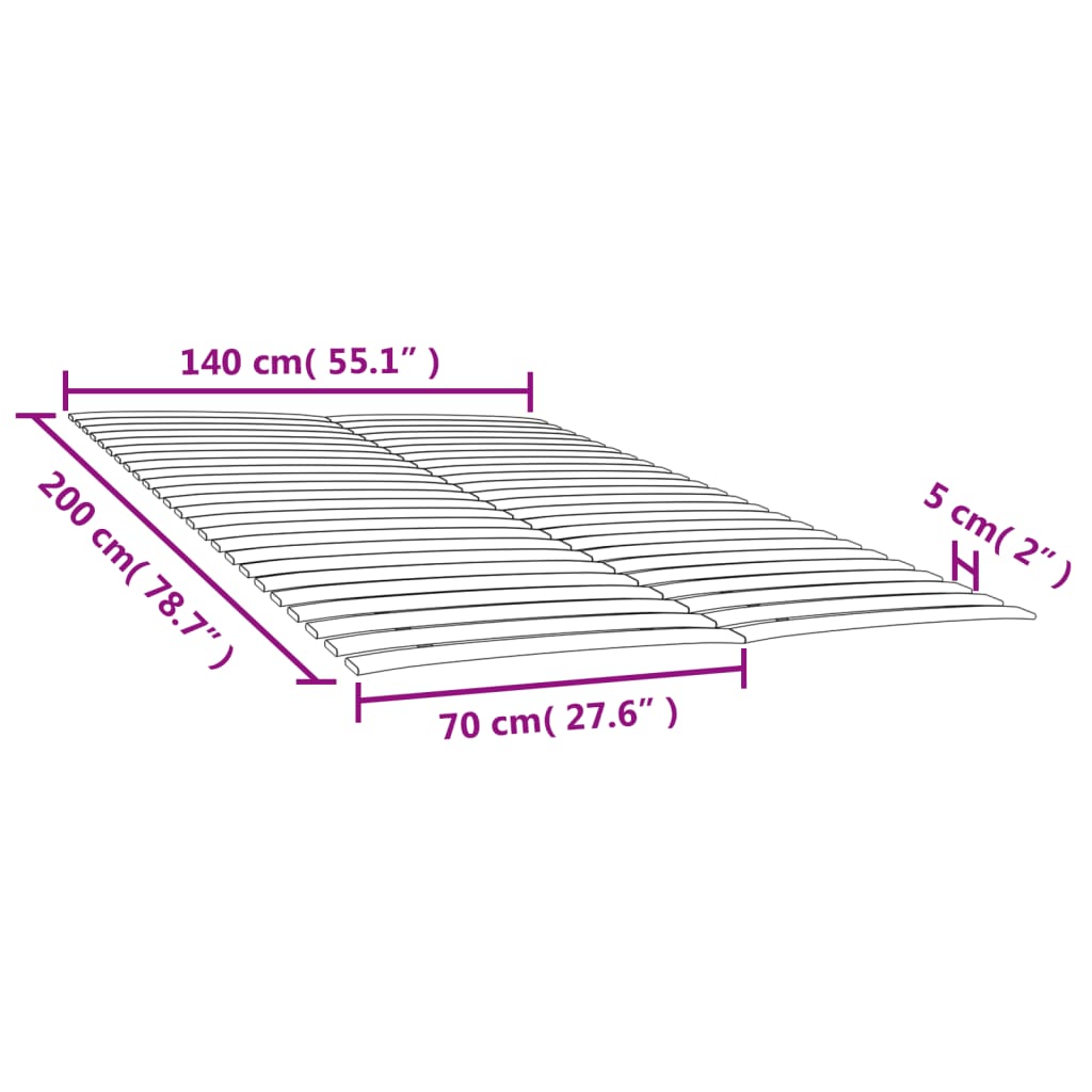 vidaXL Bed Slats Replacements with 48 Slats 2 pcs 70x200 cm 6