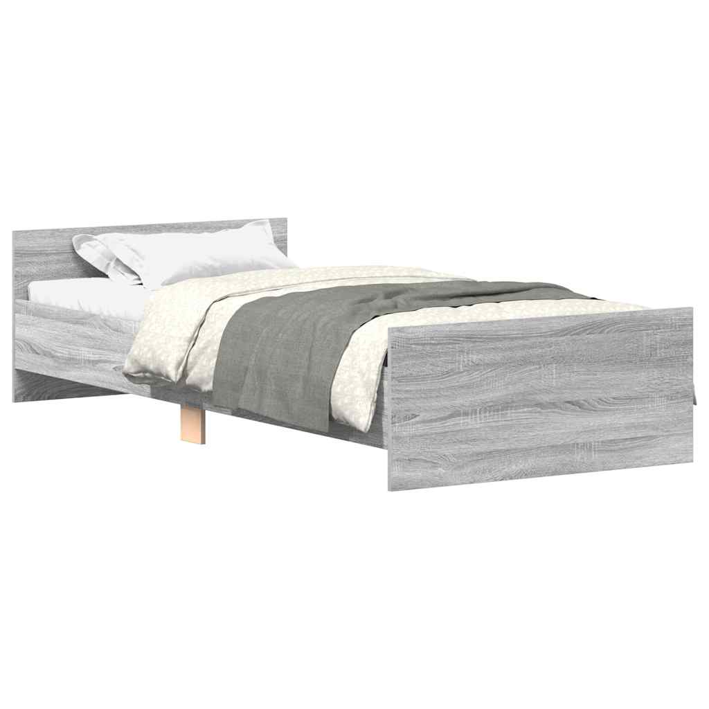 vidaXL Bed Frame without Mattress Grey Sonoma 75x190 cm Engineered Wood 2
