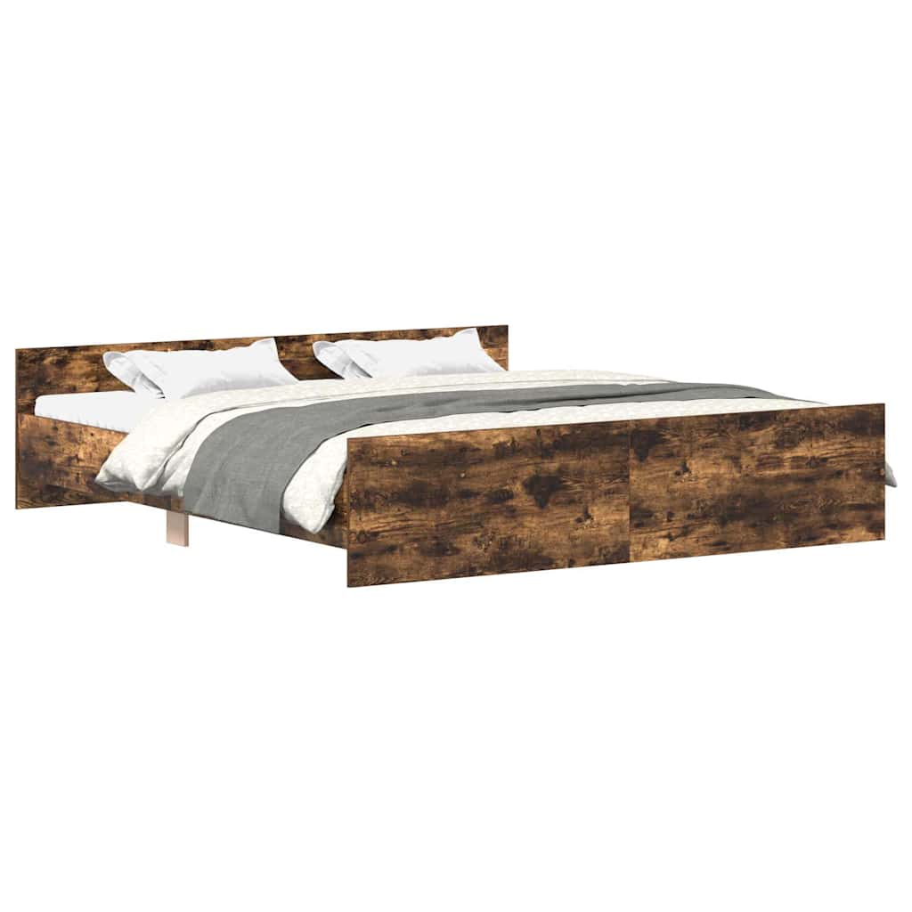 vidaXL Bed Frame without Mattress Smoked Oak 160x200 cm 2