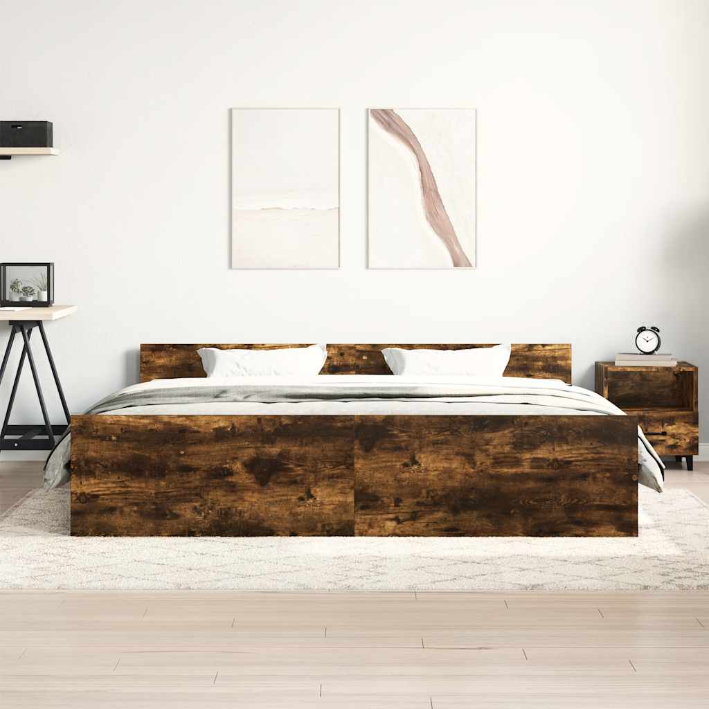 vidaXL Bed Frame without Mattress Smoked Oak 160x200 cm 3