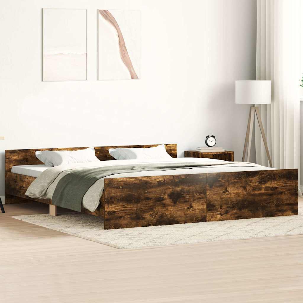 vidaXL Bed Frame without Mattress Smoked Oak 160x200 cm 1