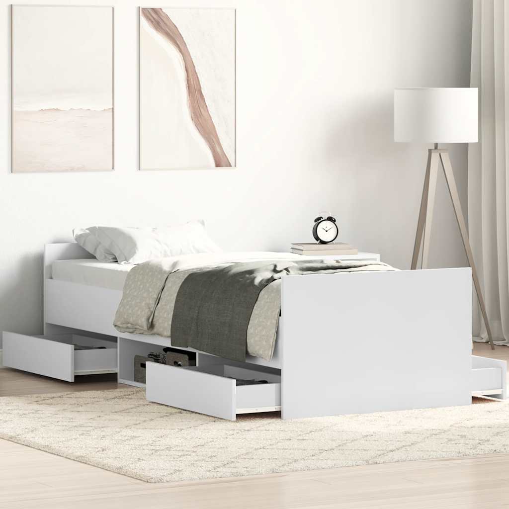 Bed Frame without Mattress 100x200 cm White