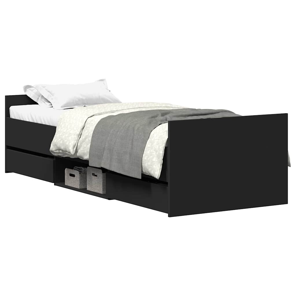 Bed Frame without Mattress 100x200 cm Black