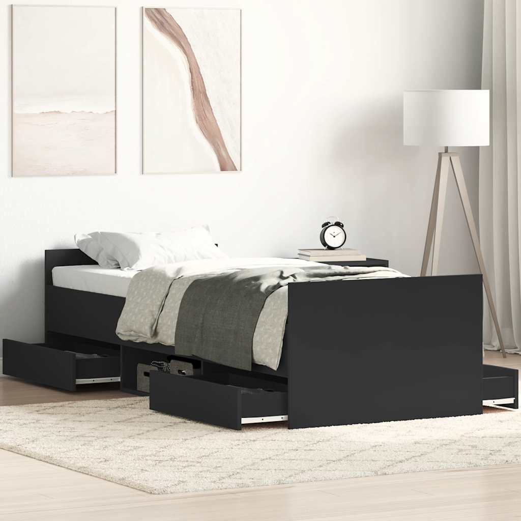 Bed Frame without Mattress 100x200 cm Black