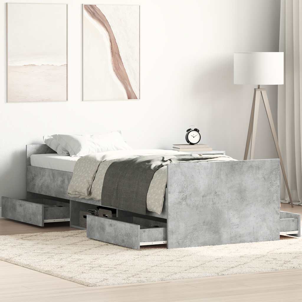Bed Frame without Mattress 100x200 cm Concrete grey