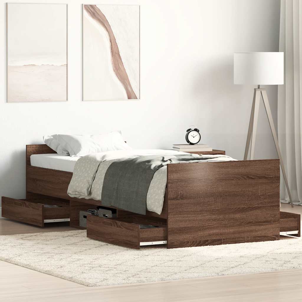 Bed Frame without Mattress 100x200 cm Brown oak