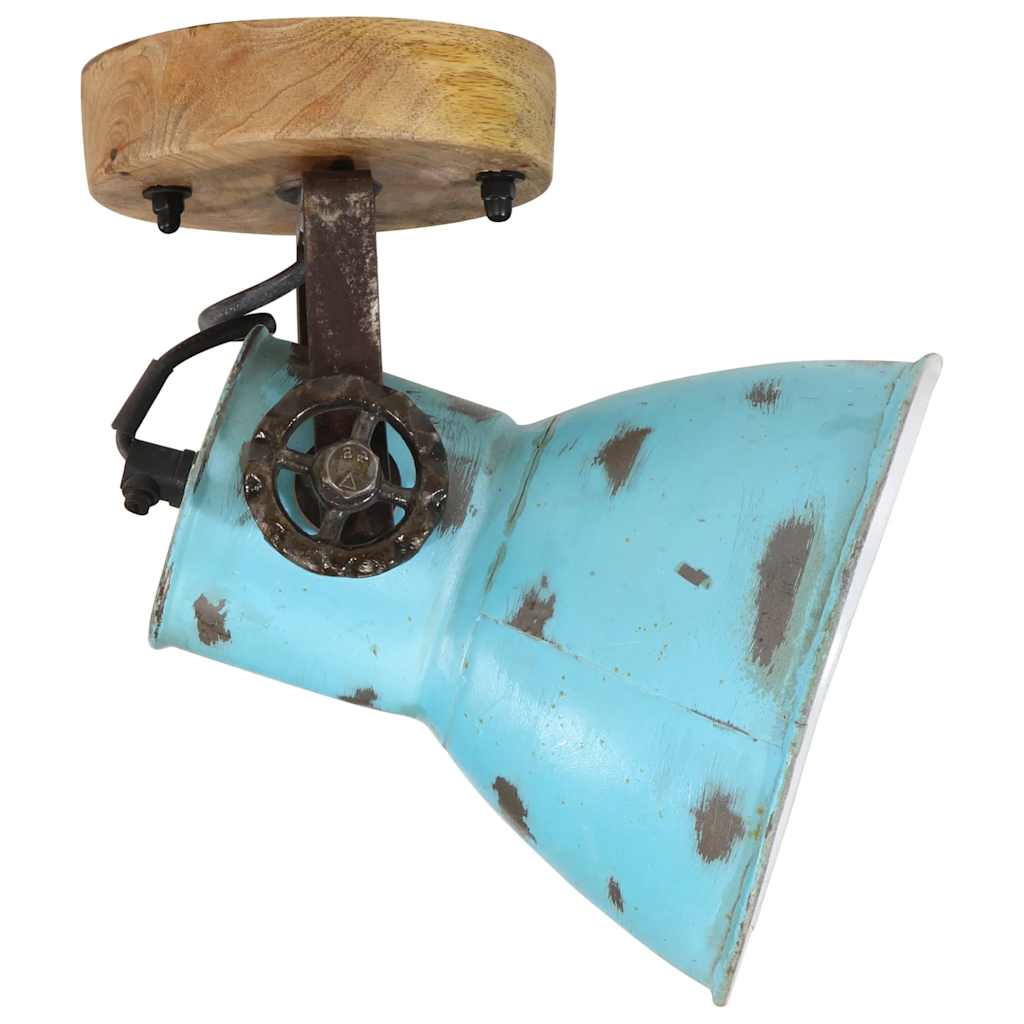 vidaXL Wall Lamp 25 W Distressed Blue 11.5x11.5x25 cm E27 3