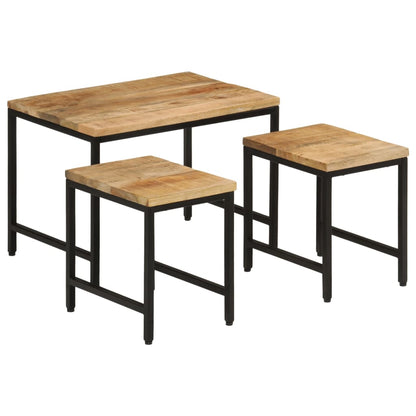 vidaXL Nesting Coffee Tables 3 pcs Solid Rough Mango Wood and Iron 1
