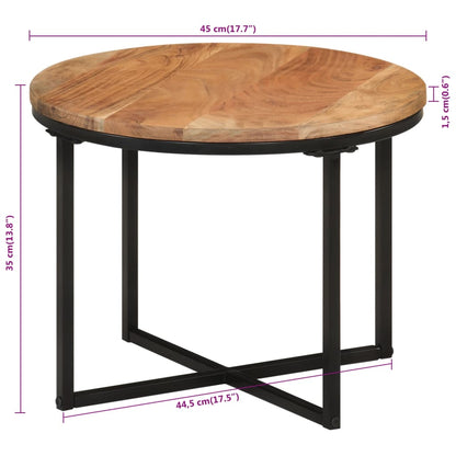 vidaXL Coffee Table 45x45x35 cm Solid Wood Acacia and Iron 6