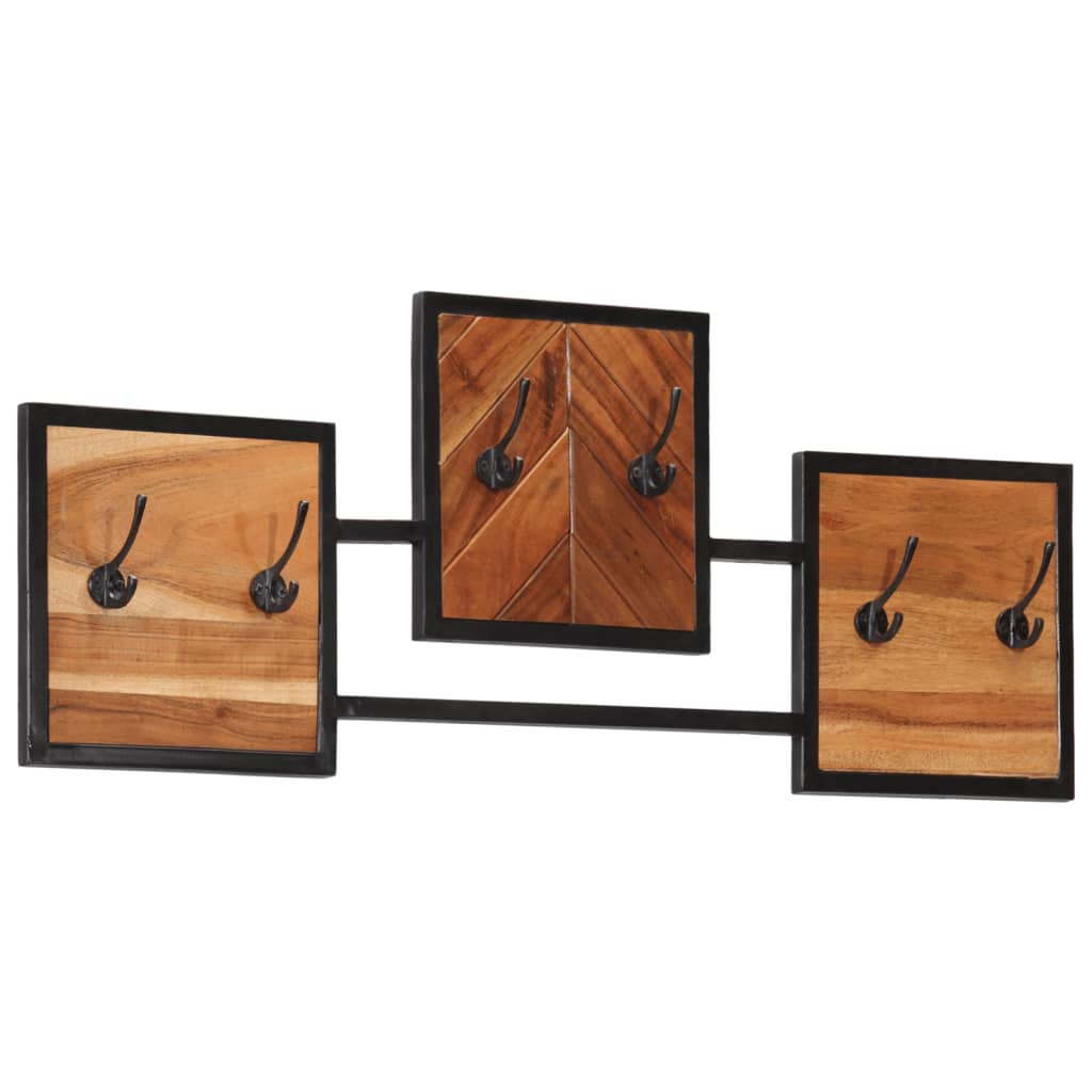 vidaXL Wall Coat Rack 90x1x35 cm Solid Wood Acacia and Iron 1