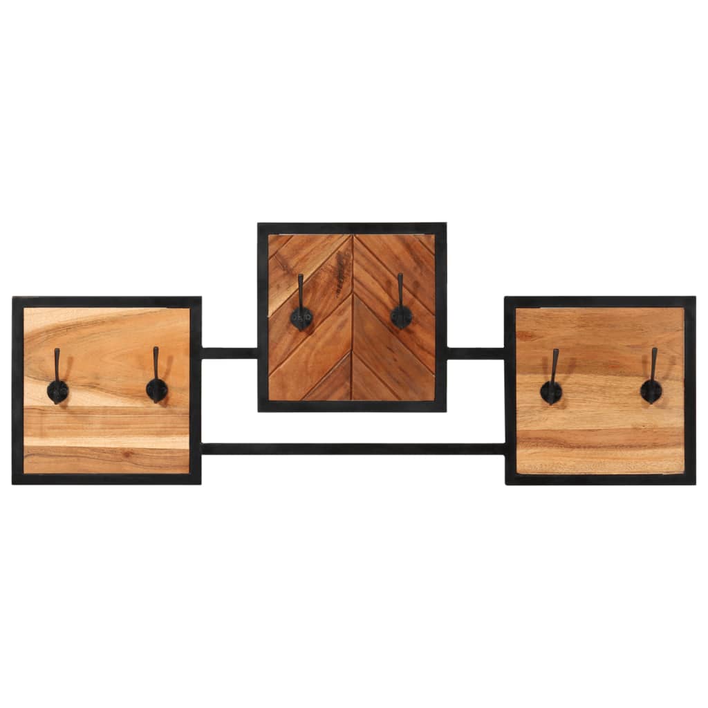 vidaXL Wall Coat Rack 90x1x35 cm Solid Wood Acacia and Iron 2