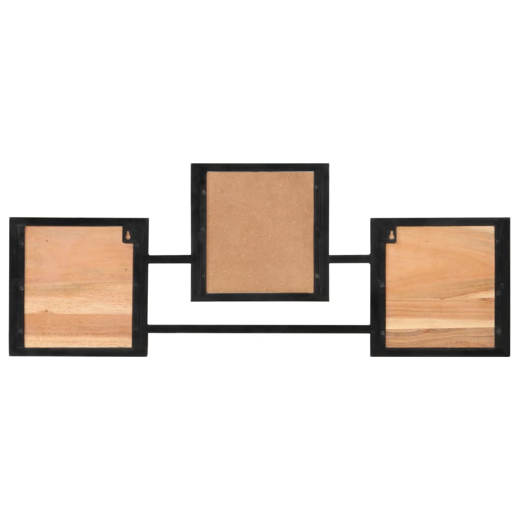 vidaXL Wall Coat Rack 90x1x35 cm Solid Wood Acacia and Iron 3