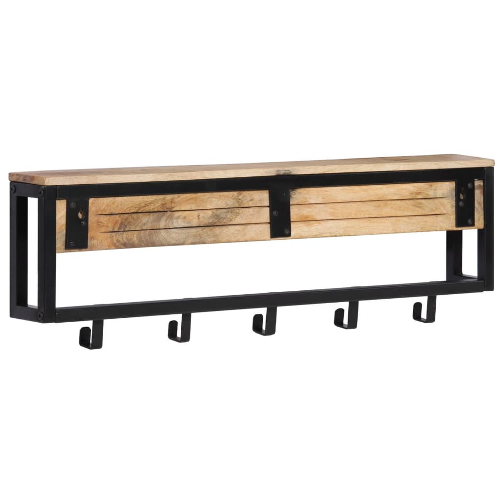 vidaXL Coat Rack 87x10x27 cm Solid Rough Wood Mango 3