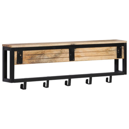 vidaXL Coat Rack 87x10x27 cm Solid Rough Wood Mango 3