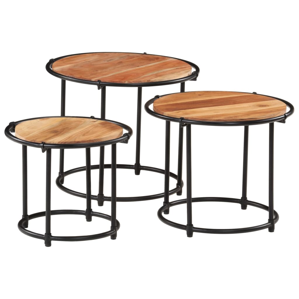 vidaXL Nesting Tables 3 pcs Solid Wood Acacia 2