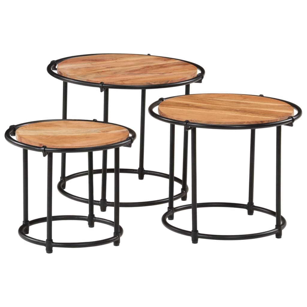 vidaXL Nesting Tables 3 pcs Solid Wood Acacia 3